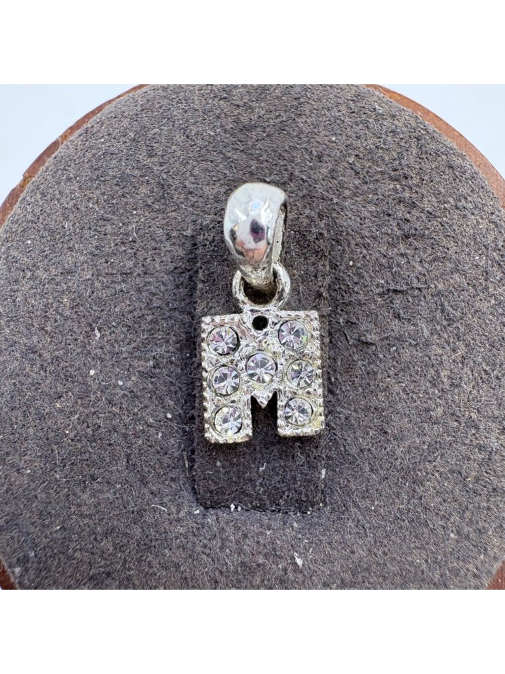 Cubic Zirconia Letter M Initial Pendant Sterling Silver 925 Size 0.5" Length